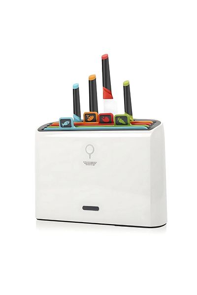 MACVI Set de 4 tocatoare si 4 cutite Macvi®, suport integrat, functie de curatare si uscare