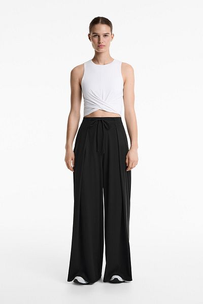 Oysho Light Touch Pleated Wide-leg Trousers