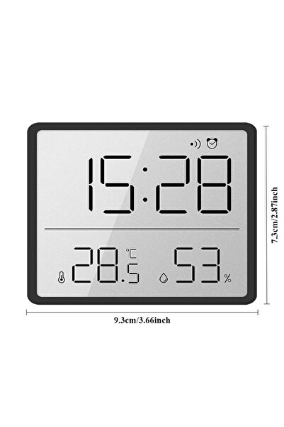 HPYTECH Magnet Digital Mini Clock Lcd Display with Temperature and Humidity Display with Alarm