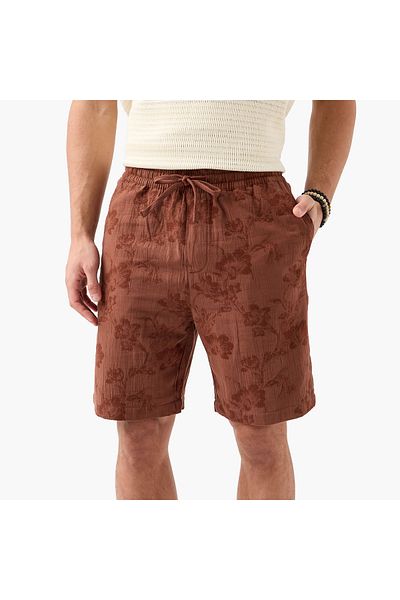 FAV Textured Shorts with Drawstring Closure and Pockets