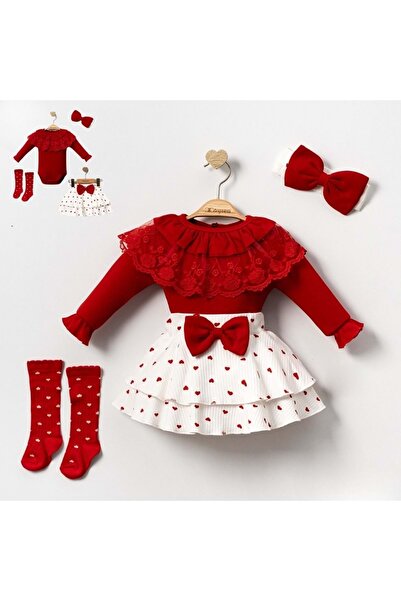 gültekin bebe Cayzen 3-12 Ay Helena Kız Etekli 4lü Takım-1074272 - KIRMIZI