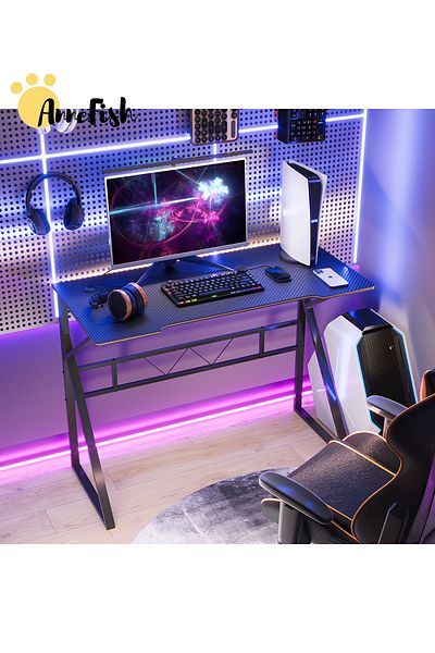 AnneFish 100/120cm K-Shaped Gaming Desk With Carbon Fiber Surface Small Computer Desk Gamer Desk Pc Table