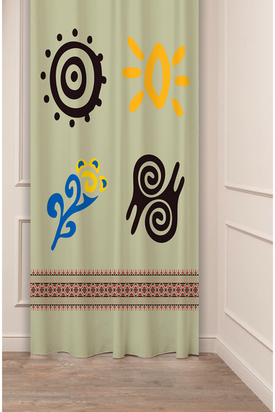 GREENDECOR Autentic, anatolian, etnic, cu model boem, design special, digital cu imprimeu (o singură aripă), perdea de fundal modernă și elegantă