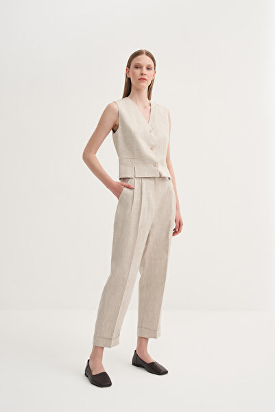 Jorbinol Yırtmaçlı Keten Yelek