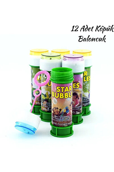 Janissary 12 Adet Üflemeli Köpük Baloncuk Sevimli Hayvanlar Oyuncak Köpük Balon Bubbles 12 Adet