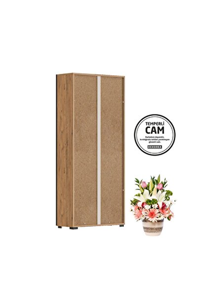 DEKOREX Antrasit Cam Kapaklı Kitaplık