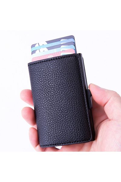 OEM Card Wallet, Black Slim, Eco-leather, with RFID design, 9.8 x 6.5 cm