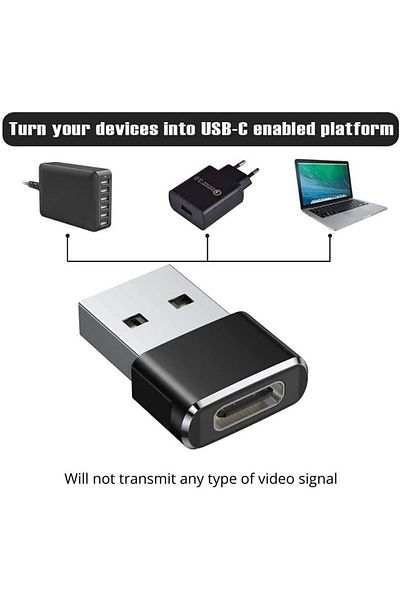 Generic USB Type-C Female to USB Type-A Male Adapter for Apple Watch, iPhone, iPad, Samsung Galaxy - Black