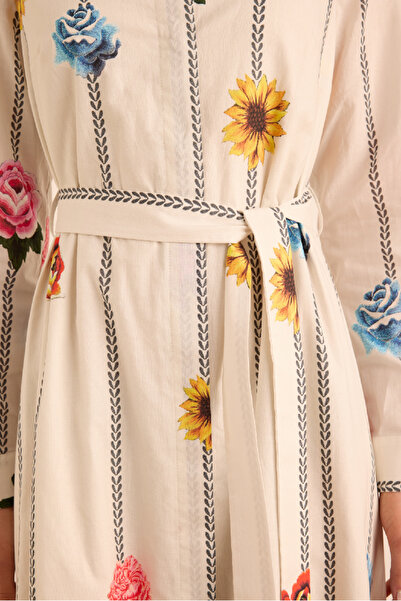 Aker Çicek Desenli Cotton Gömlek Elbise