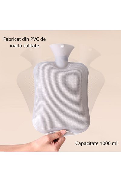 OEM Incalzitor de maini, Pufos, gri, 1000 ml, PVC de inalta calitate, 26 x 16.5 cm