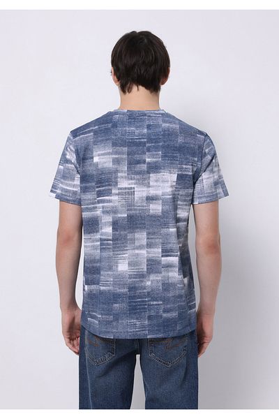 Colin's Regular Fit Round Neck Printed Men's Blue Short Sleeve T-Shirt