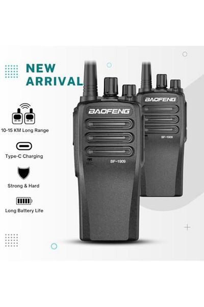 BAOFENG (Pack of 2) Premium 15-20 Km Long Range UHF Decoding 16-Channel Handheld Two Way Walkie Talkie
