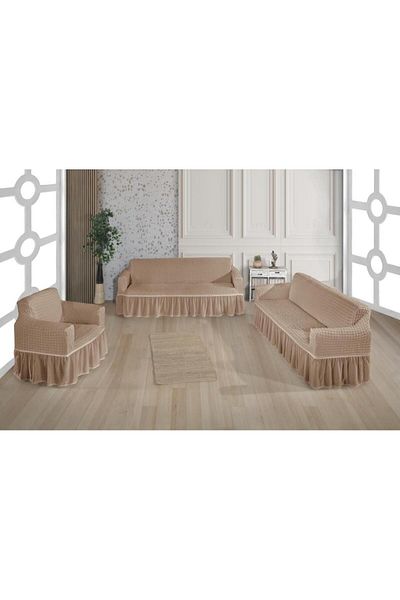 Stylish Home CREPE COVERS FOR 3-2-1 SOFAS -STONE