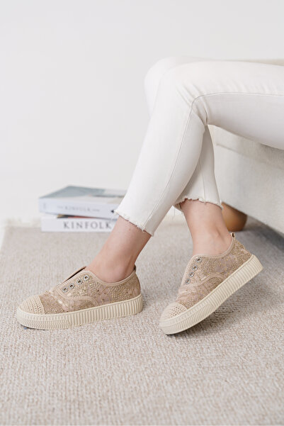 Cananın Pabuçları FLS 009-08 NEFES ALAN KUMAŞ TAŞLI SPOR AYAKKABI