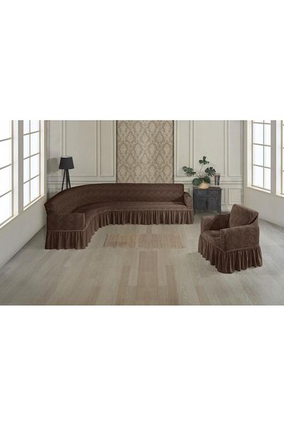 Stylish Home HUSE JAKARD PENTRU COLTAR FOTOLIU -DARK BROWN