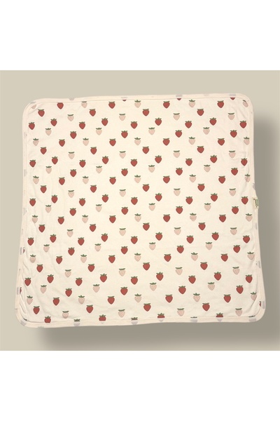 HEPSİ BEBEK Double Sided 100% Organic Cotton Summer Seasonal Baby Blanket – Strawberry Pattern