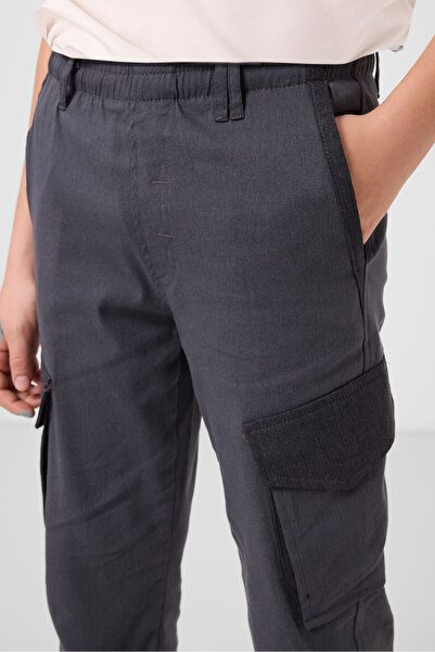 TOMMY LIFE Gri Standart Fit Dokuma Hafif Esnek Chino Erkek Çocuk Pantolon - 11271