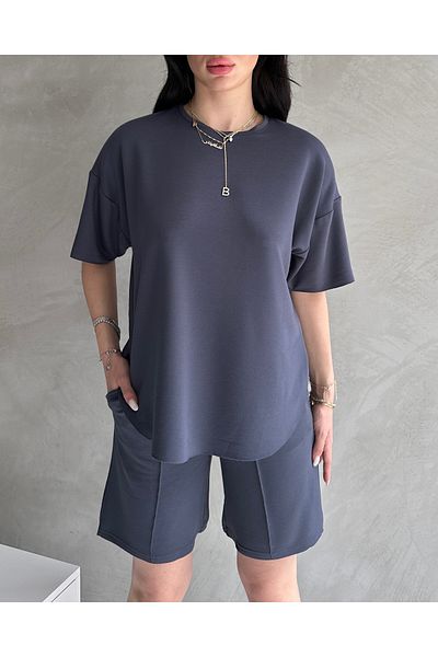Tarz Cool Women's Modal Fabric Oversize Short Sleeve Women's Tracksuit Set with Shorts, Soft Fabric with Laces