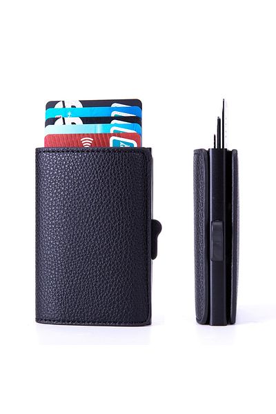 OEM Card Wallet, Black Slim, Eco-leather, with RFID design, 9.8 x 6.5 cm