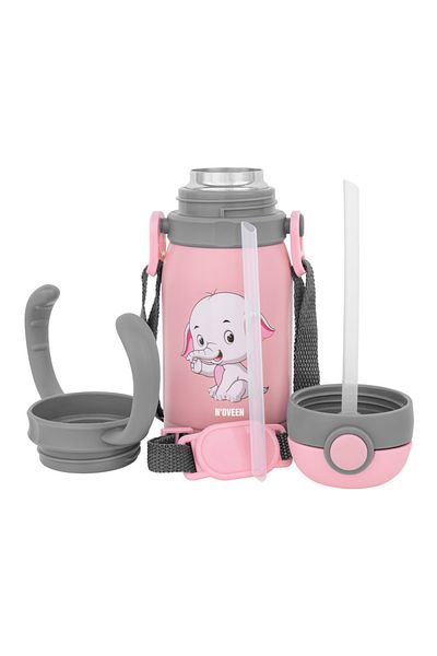 Noveen Thermos mug for children with straw Noveen TB566, 300ml, pink