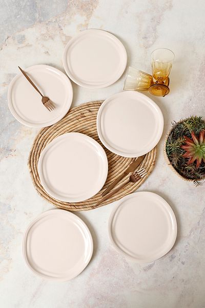 Keramika Cream Bloom Cake Plate 24 cm 6 Pieces 030