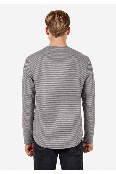 Colin's Regular Fit Round Neck Striped Men's Gray Long Sleeve T-Shirt