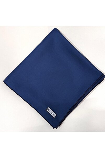 Vakko Plain Tivil Silk Scarf 31815-Navy Blue