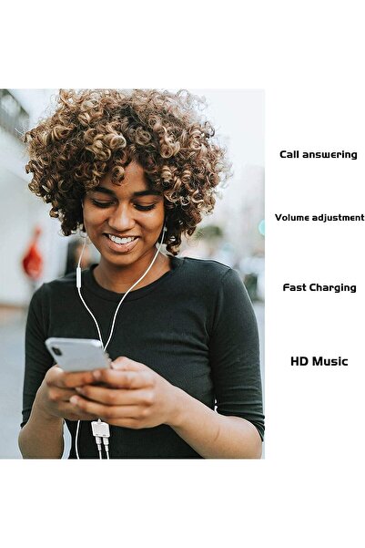 Others محول من Lightning Male إلى Lightning Female مزدوج - شحن وسماعات رأس 2 في 1 لأجهزة iPhone