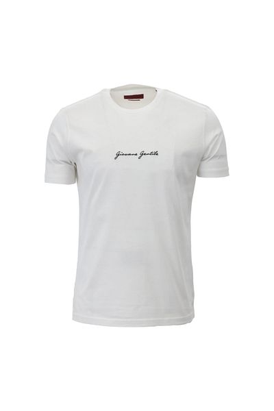 Giovane Gentile Λευκό μπλουζάκι με κανονική εφαρμογή Crew Neck