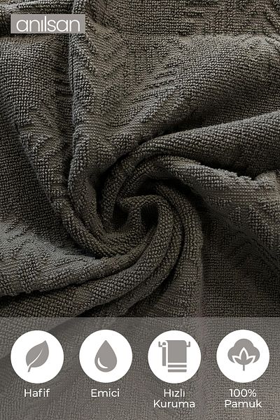 Anılsan Πετσέτες χεριών Ezra Anthracite 2 συσκευασιών - 50x70 cm, 225 gr, 100% βαμβάκι, πετσέτες σπα και ξενοδοχείου, καθημερινή χρήση