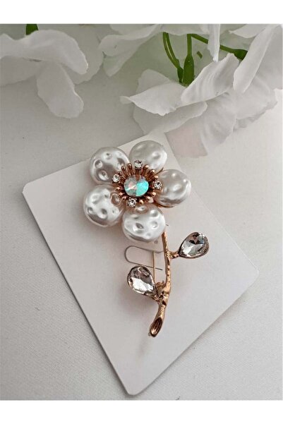 Pelin Aksesuar Barok İncili Çiçek Broş