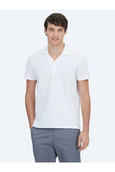 Kip White Polo Neck 100% Cotton T-Shirt