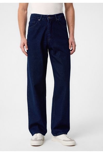 Antioch Dark Navy Blue High Waist Relaxed Fit Men's Jeans