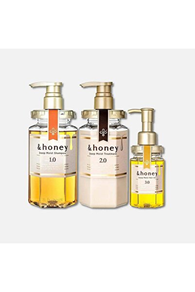 Honey مجموعة شامبو وبلسم وزيت للشعر بالعسل والترطيب العميق