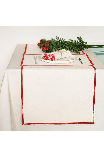 Alesta Home Κόκκινο Παπούτσια Κρέμα Λινό Runner 50x160 cm RNR015