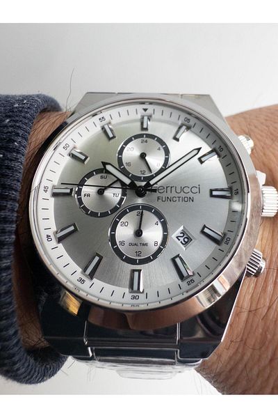 Ferrucci FCF14168FM.03 Ferrucci white dial dual time 43 mm steel men's wristwatch