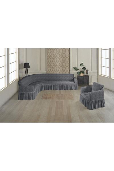 Stylish Home HUSE JAKARD PENTRU COLTAR FOTOLIU-ANTHRACITE