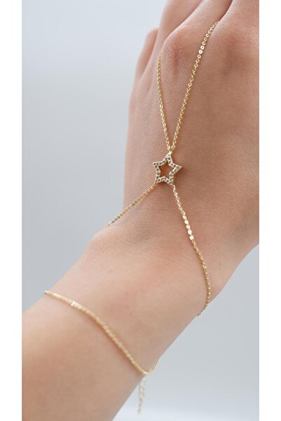 Jerie Gold Tekli Yıldız Detay Zirkon Taş Şahmeran