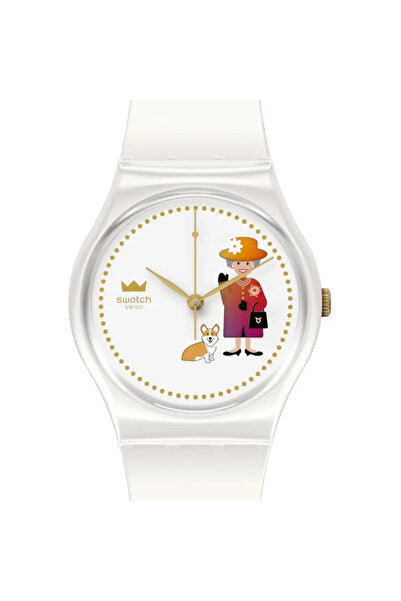 Swatch Unisex Analogue Quartz Movement Watch with Polymer 34mm Case and Silic...