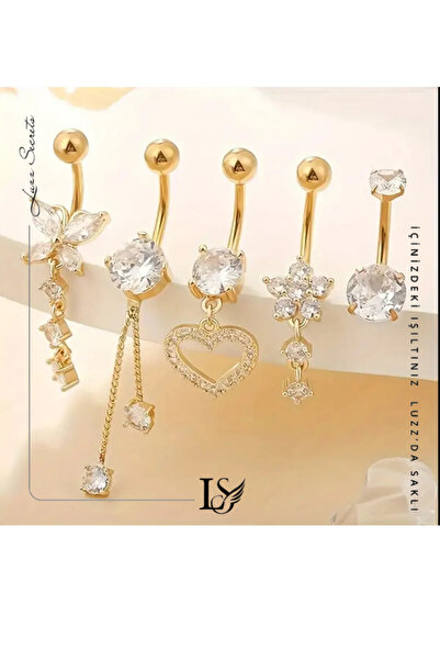LUZZ SECRET'S Gold Edition 5 Parça Paslanmaz Çelik Göbek Piercing