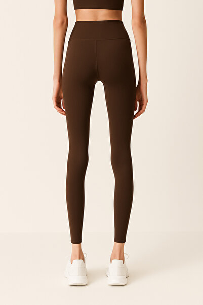 HNX Women's High Waist Tight Full Length Sports Leggings | Dark Brown