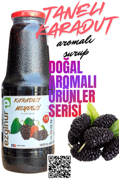 Ezgi Nur Gıda 1400 GR TANELİ Karadut MEYVELİ Şurup Konsantre Yoğun Aroma Ve Tad 1/9
