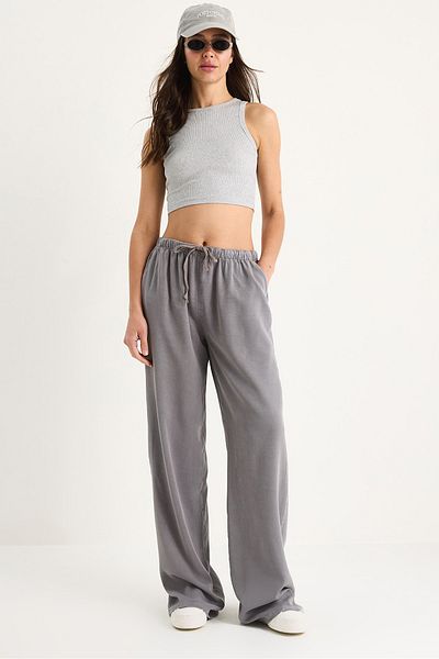 Bianco Lucci Women's Pocket Detailed Elastic Waist Binding Detailed Summer Lyocell Trousers Yp5424 60283375