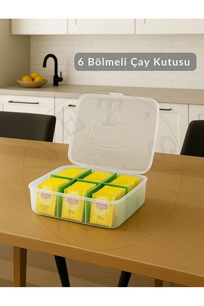 Jet's Home 6 Compartment Tea Box Transparent Tea Container Bag Tea Box Bpa Free