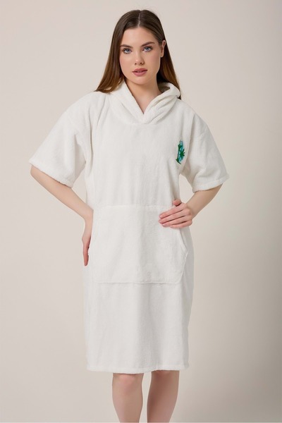 VEVİEN HOME Пальмовий серфінг з вишивкою, дорослий серфінг, літній палантин з капюшоном, пляжний рушник, кремовий, унісекс