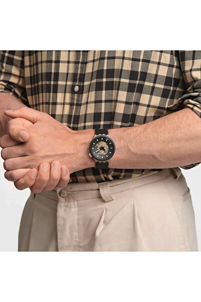 Swatch Unisex Analogue Quartz Movement Watch with Bioceramic 47mm Case and Silicone Bracelet