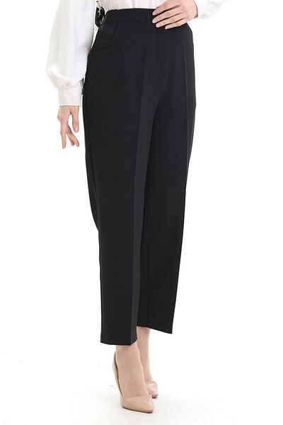 sefamerve Pantaloni cu buzunare de mărime mare 4003-01 Negru