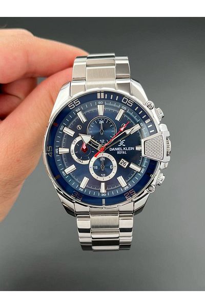 Daniel Klein Men's Wristwatch Silver Blue 3 Atm Water Resistance