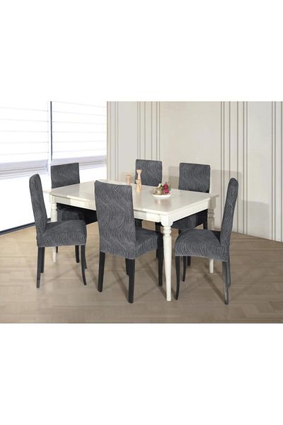 Stylish Home HUSE JAKARD PENTRU SCAUNE (6 /SET) -ANTHRACITE