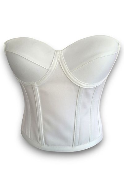FİYPER White Satin Corset Bustier Ready Size